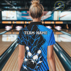 Blue Bowling Shirt Personalized Bowling Team Jersey Bowling Polo & 1/4 Zip Shirts