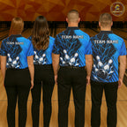 Blue Bowling Shirt Personalized Bowling Team Jersey Bowling Polo & 1/4 Zip Shirts