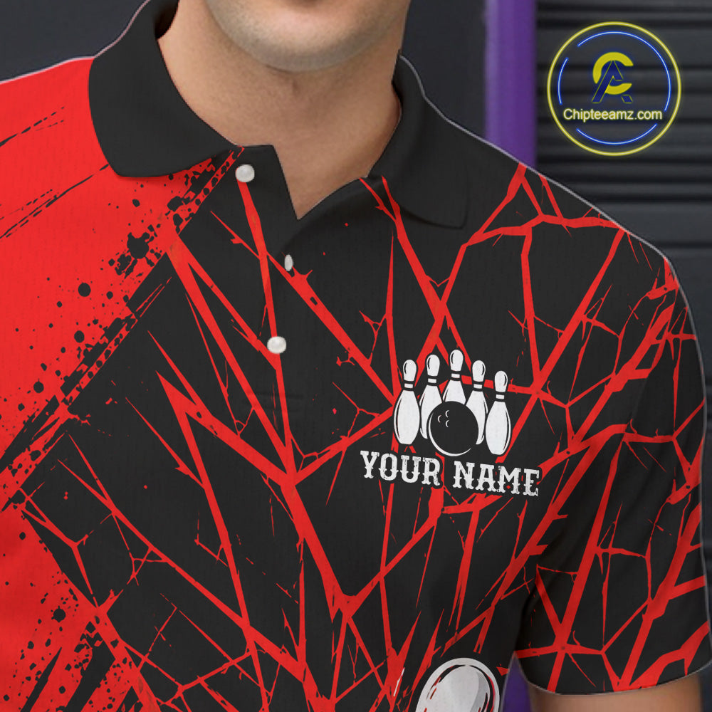 Red Bowling Shirt Personalized Bowling Team Jersey Bowling Polo & 1/4 Zip Shirts