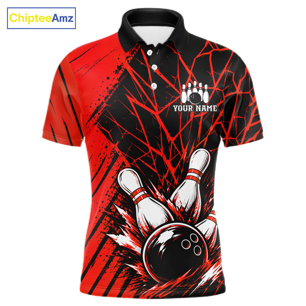 Red Bowling Shirt Personalized Bowling Team Jersey Bowling Polo & 1/4 Zip Shirts
