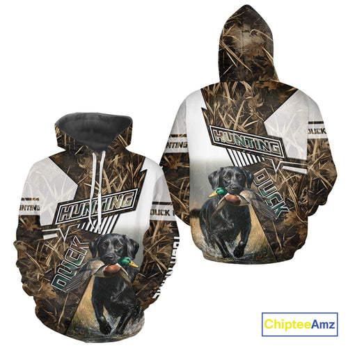 Black Lab Retriever Mallard Duck Hunting Camouflage Shirts, Duck Hunting Camo Shirt
