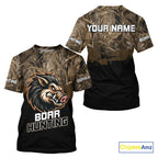 Custom Wild Boar Hunting Grass Camouflage 3D Printed Shirts, Hunting Gifts for Boar Hunter