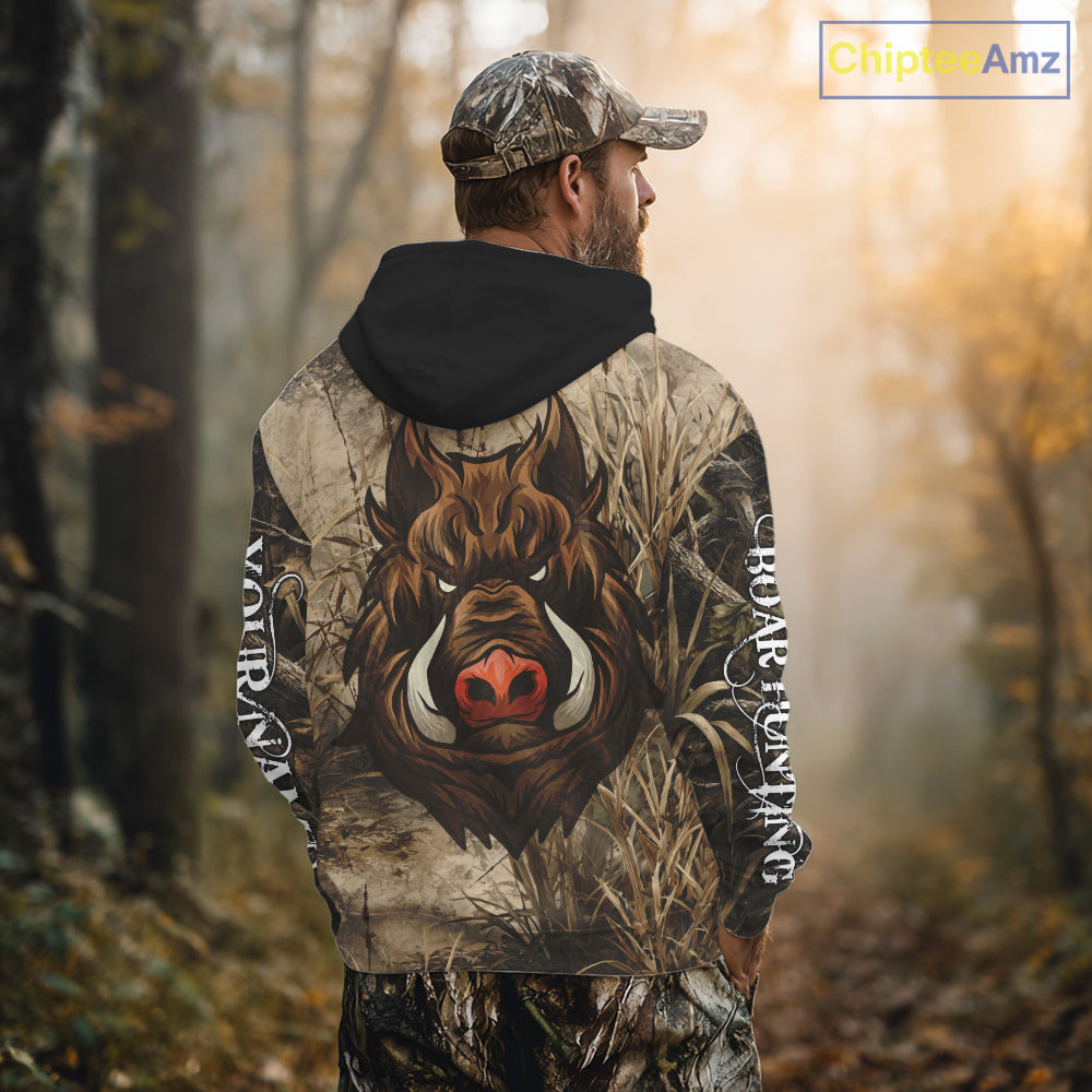 Boar Hunting Camouflage 3D All Over Printed Shirts, Boar Hunting Camo Shirt