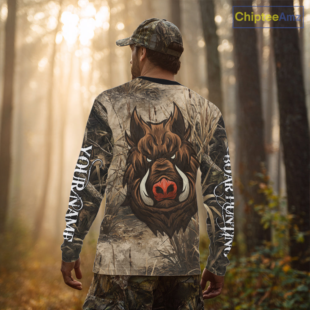 Boar Hunting Camouflage 3D All Over Printed Shirts, Boar Hunting Camo Shirt