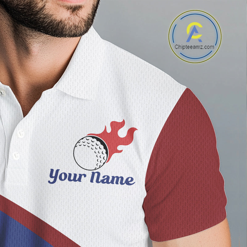 Funny Golf Balls Pattern Golf Polo Shirts Custom Name Golf Apparel