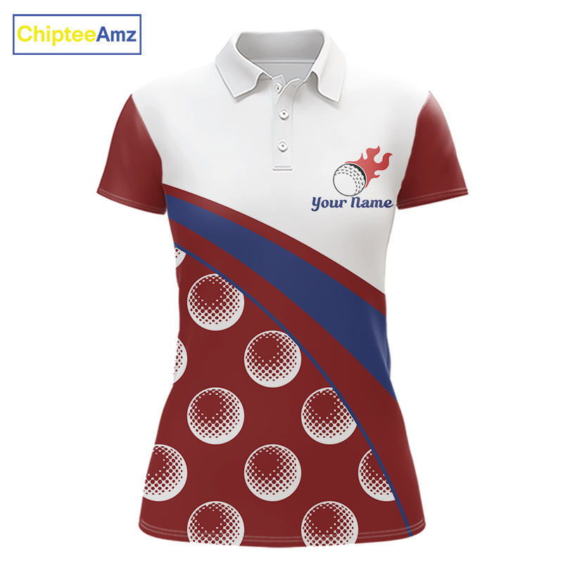 Funny Golf Balls Pattern Golf Polo Shirts Custom Name Golf Apparel