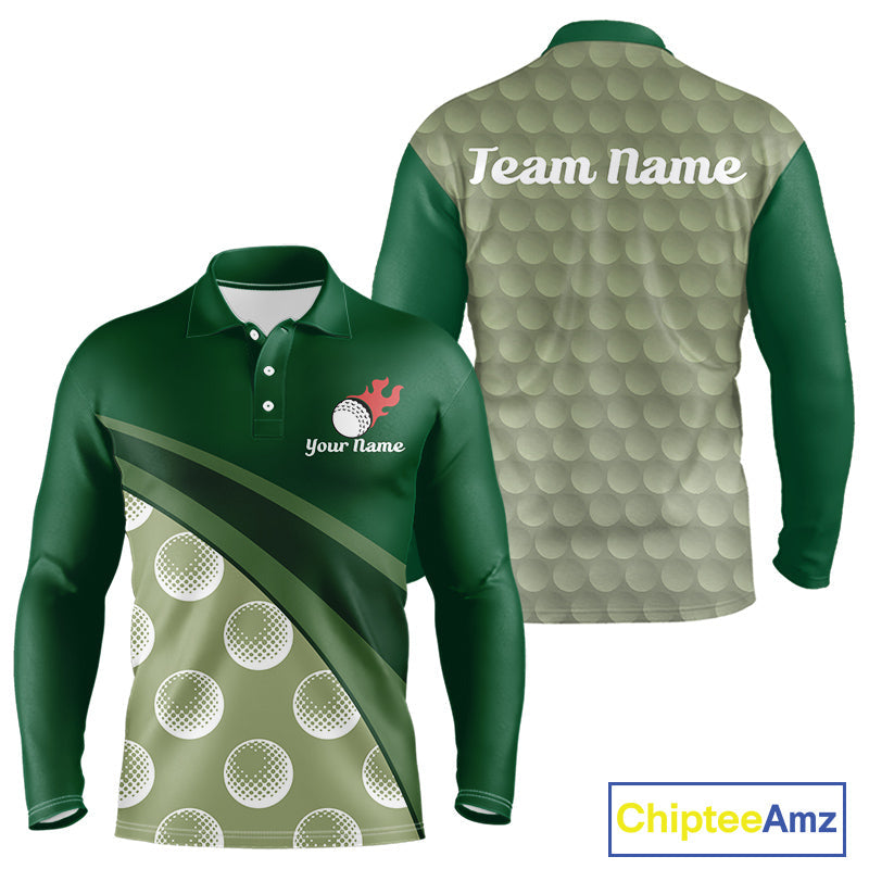 Funny Golf Balls Pattern Golf Polo Shirts Custom Name Golf Apparel