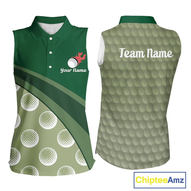 Funny Golf Balls Pattern Sleeveless Golf Polo Shirts Custom Name Golf Apparel