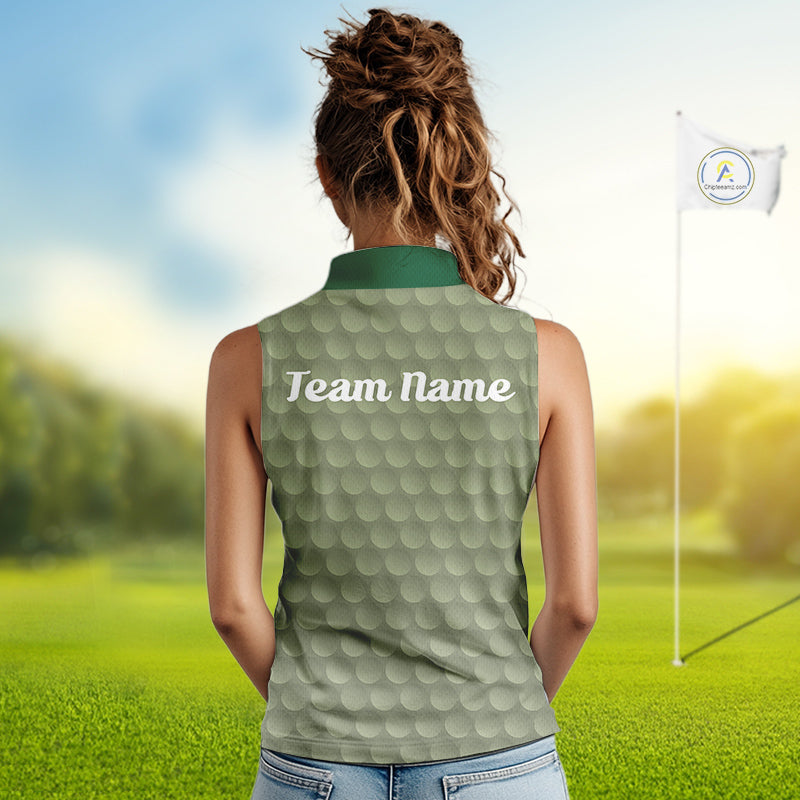Funny Golf Balls Pattern Sleeveless Golf Polo Shirts Custom Name Golf Apparel