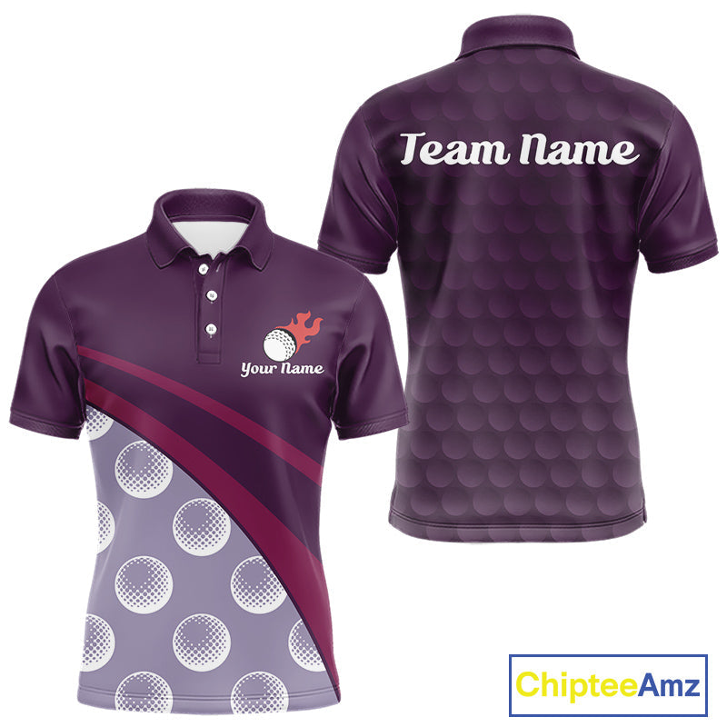 Funny Golf Balls Pattern Golf Polo Shirts Custom Name Golf Apparel