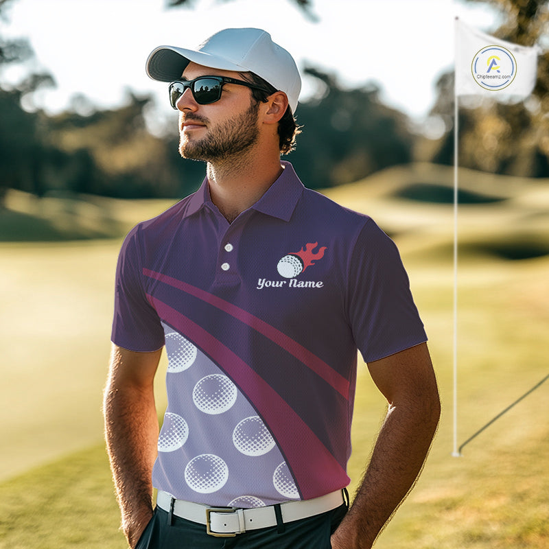 Funny Golf Balls Pattern Golf Polo Shirts Custom Name Golf Apparel