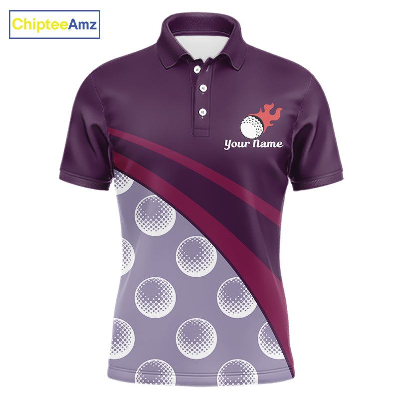 Funny Golf Balls Pattern Golf Polo Shirts Custom Name Golf Apparel