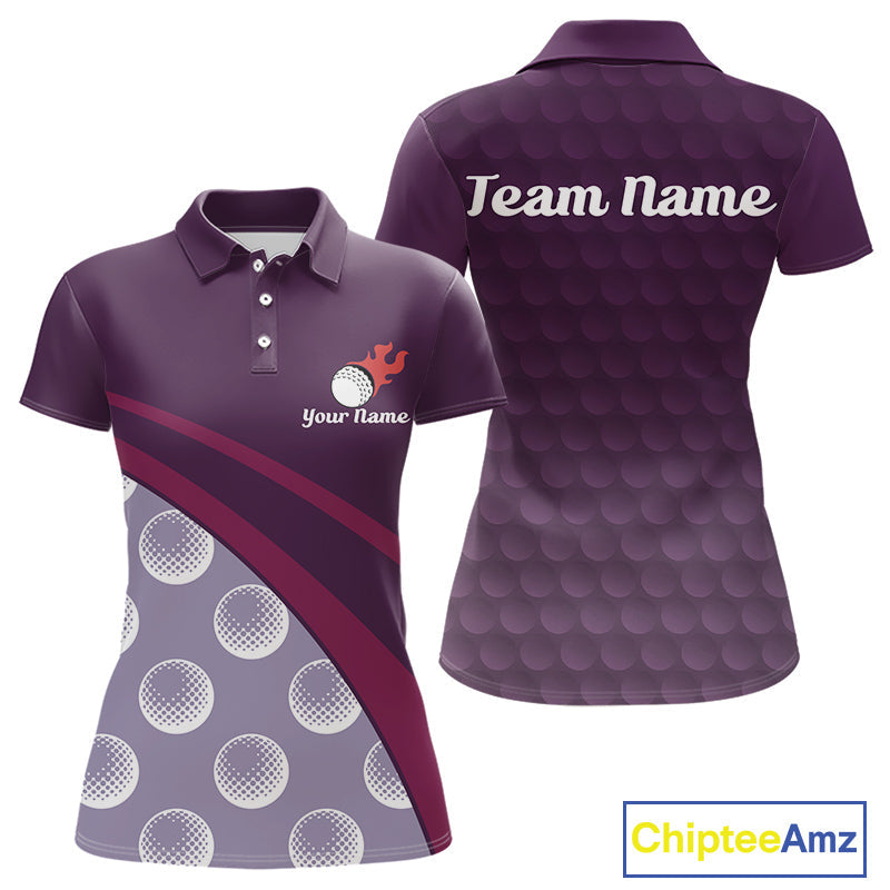 Funny Golf Balls Pattern Golf Polo Shirts Custom Name Golf Apparel