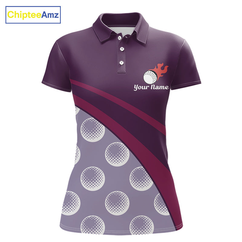 Funny Golf Balls Pattern Golf Polo Shirts Custom Name Golf Apparel