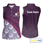 Funny Golf Balls Pattern Sleeveless Golf Polo Shirts Custom Name Golf Apparel