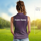 Funny Golf Balls Pattern Sleeveless Golf Polo Shirts Custom Name Golf Apparel