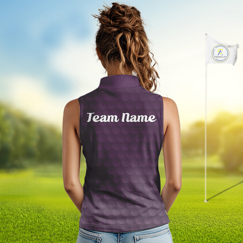 Funny Golf Balls Pattern Sleeveless Golf Polo Shirts Custom Name Golf Apparel