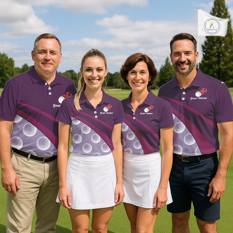 Funny Golf Balls Pattern Golf Polo Shirts Custom Name Golf Apparel