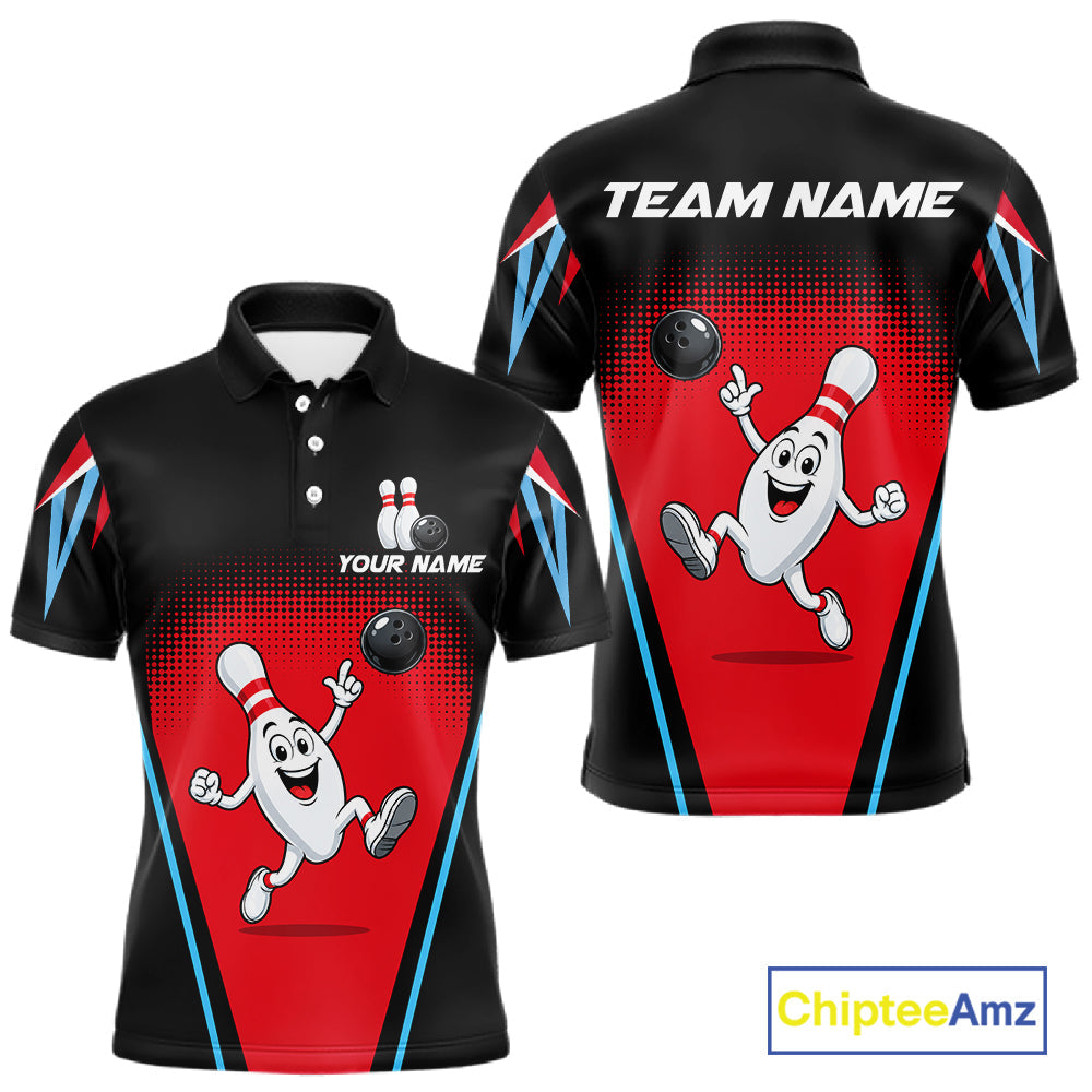 Red And Black Funny Bowling Shirts Bowling Team Jersey For Bowlers Polo & 1/4 Zip Shirt