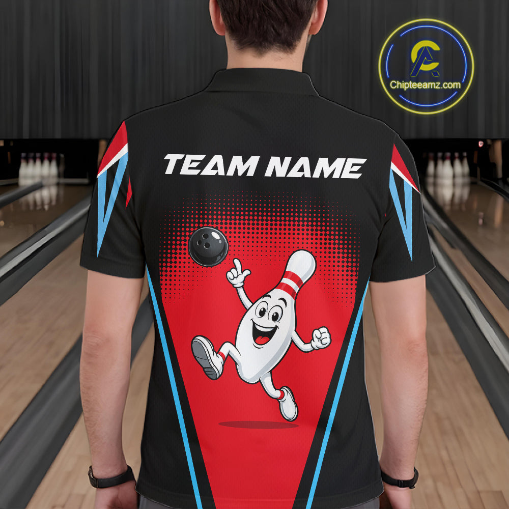 Red And Black Funny Bowling Shirts Bowling Team Jersey For Bowlers Polo & 1/4 Zip Shirt