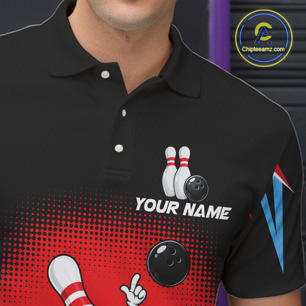 Red And Black Funny Bowling Shirts Bowling Team Jersey For Bowlers Polo & 1/4 Zip Shirt