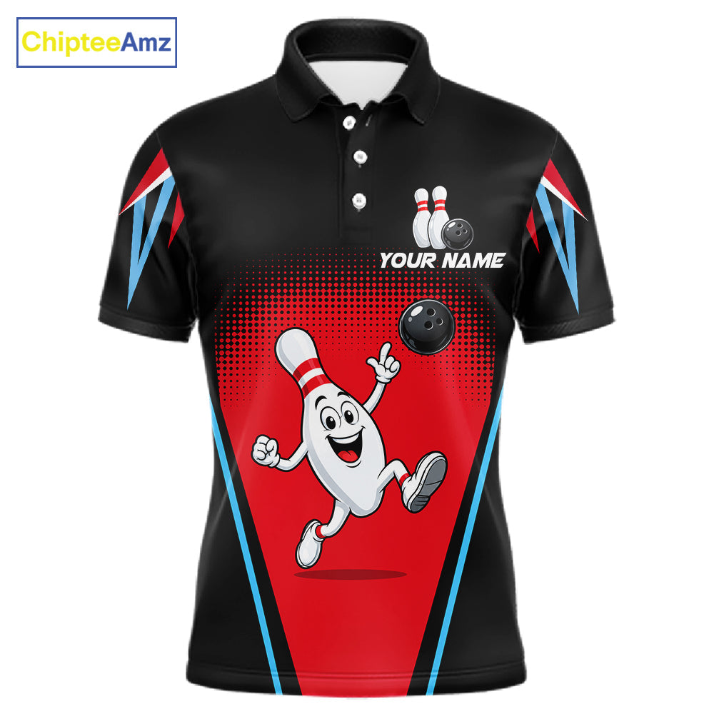 Red And Black Funny Bowling Shirts Bowling Team Jersey For Bowlers Polo & 1/4 Zip Shirt