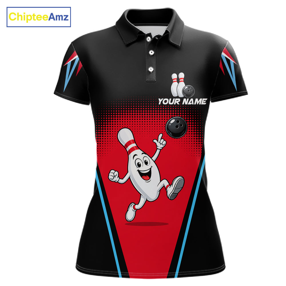 Red And Black Funny Bowling Shirts Bowling Team Jersey For Bowlers Polo & 1/4 Zip Shirt
