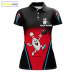Red And Black Funny Bowling Shirts Bowling Team Jersey For Bowlers Polo & 1/4 Zip Shirt