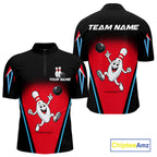 Red And Black Funny Bowling Shirts Bowling Team Jersey For Bowlers Polo & 1/4 Zip Shirt
