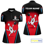 Red And Black Funny Bowling Shirts Bowling Team Jersey For Bowlers Polo & 1/4 Zip Shirt