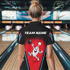 Red And Black Funny Bowling Shirts Bowling Team Jersey For Bowlers Polo & 1/4 Zip Shirt