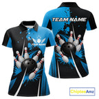 Personalized Blue Bowling Shirts Custom Bowling Team Jersey Polo & 1/4 Zip Bowling Shirts