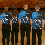 Personalized Blue Bowling Shirts Custom Bowling Team Jersey Polo & 1/4 Zip Bowling Shirts