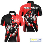 Personalized Red Bowling Shirts Custom Bowling Team Jersey Polo & 1/4 Zip Bowling Shirts