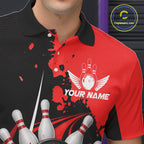 Personalized Red Bowling Shirts Custom Bowling Team Jersey Polo & 1/4 Zip Bowling Shirts