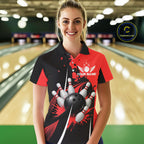 Personalized Red Bowling Shirts Custom Bowling Team Jersey Polo & 1/4 Zip Bowling Shirts