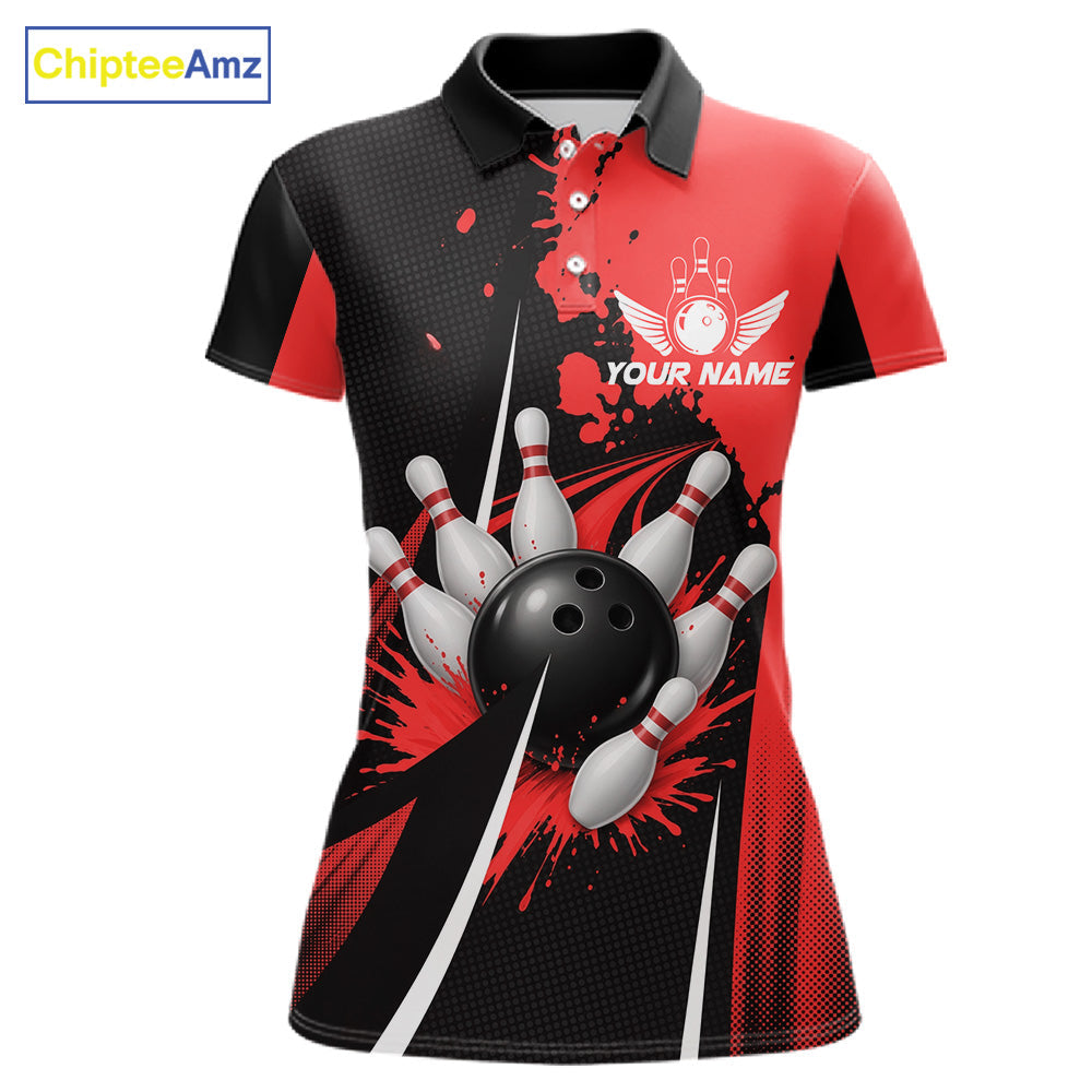 Personalized Red Bowling Shirts Custom Bowling Team Jersey Polo & 1/4 Zip Bowling Shirts