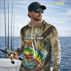 Peacock Bass Long Sleeve Hooded Fishing Shirts Personalized Peacock Bass Fishing Team Jerseys