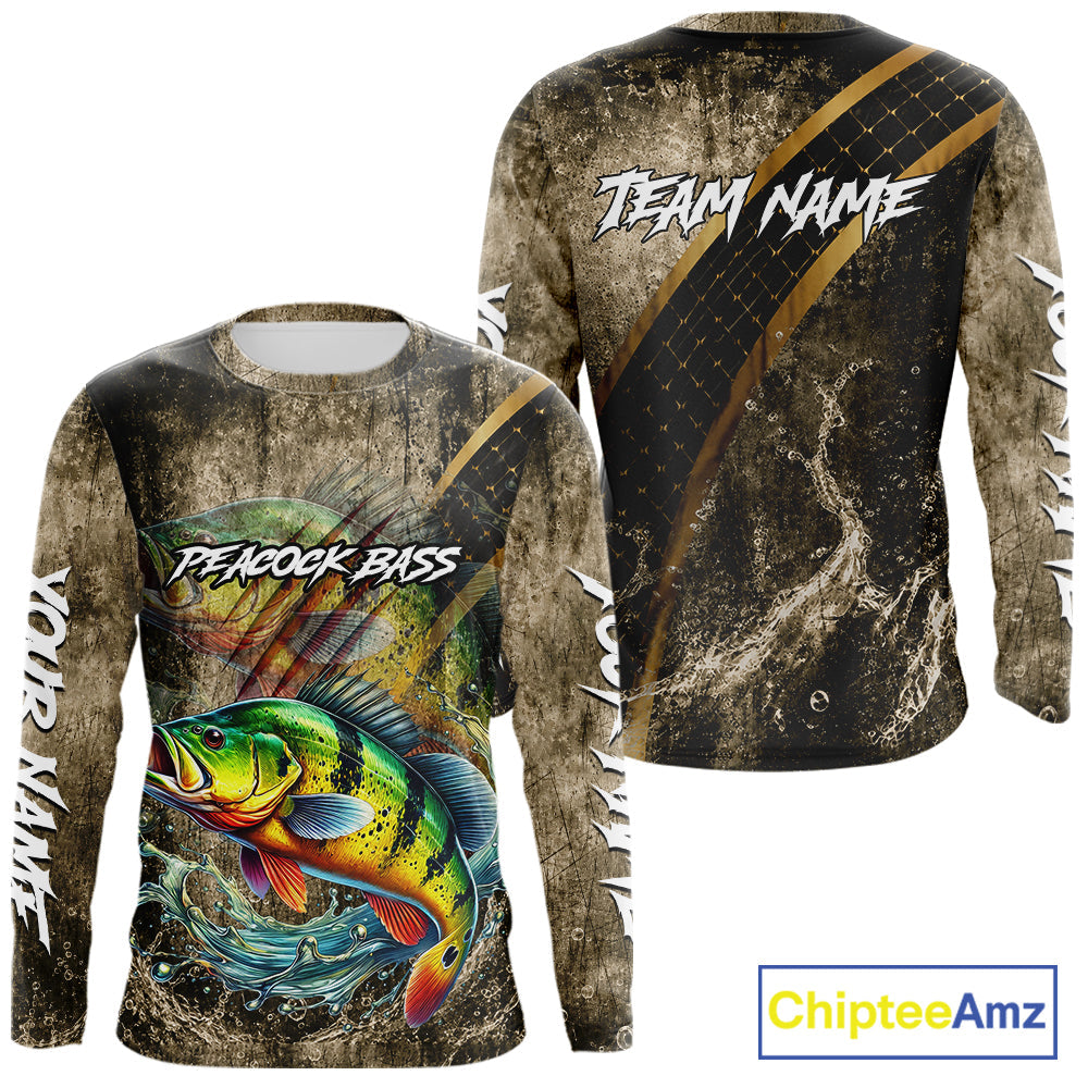 Peacock Bass Long Sleeve Fishing Shirts Personalized Peacock Bass Fishing Team Jerseys