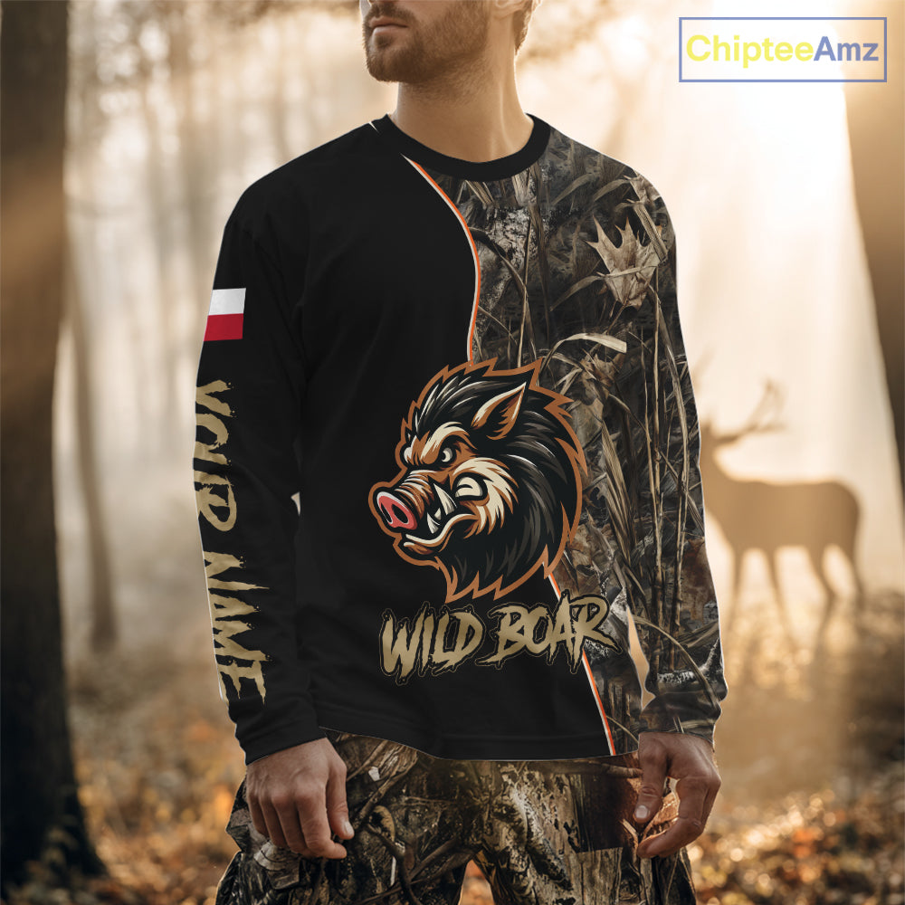 Custom Brown Camo with TX Flag Boar Hunting Shirts, Boar Hunting Clothes, Hunting Gifts