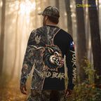 Custom Brown Camo with TX Flag Boar Hunting Shirts, Boar Hunting Clothes, Hunting Gifts