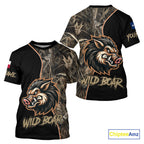 Custom Brown Camo with TX Flag Boar Hunting Shirts, Boar Hunting Clothes, Hunting Gifts
