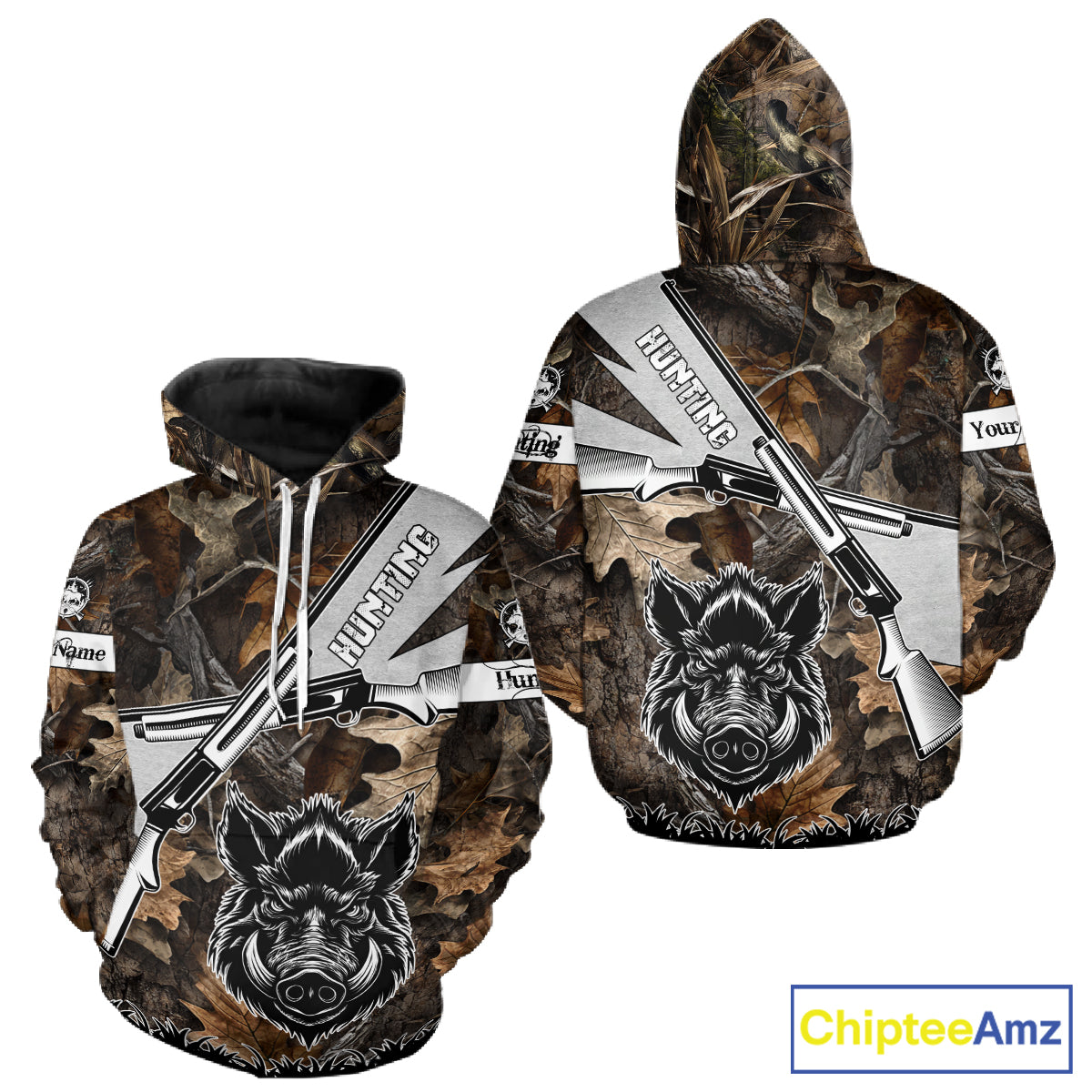 Wild Boar Hunting Rifle Vector 3D Printed Custom Name Shirts, Boar Hunting Clothing, Hunting Gifts