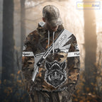 Wild Boar Hunting Rifle Vector 3D Printed Custom Name Shirts, Boar Hunting Clothing, Hunting Gifts