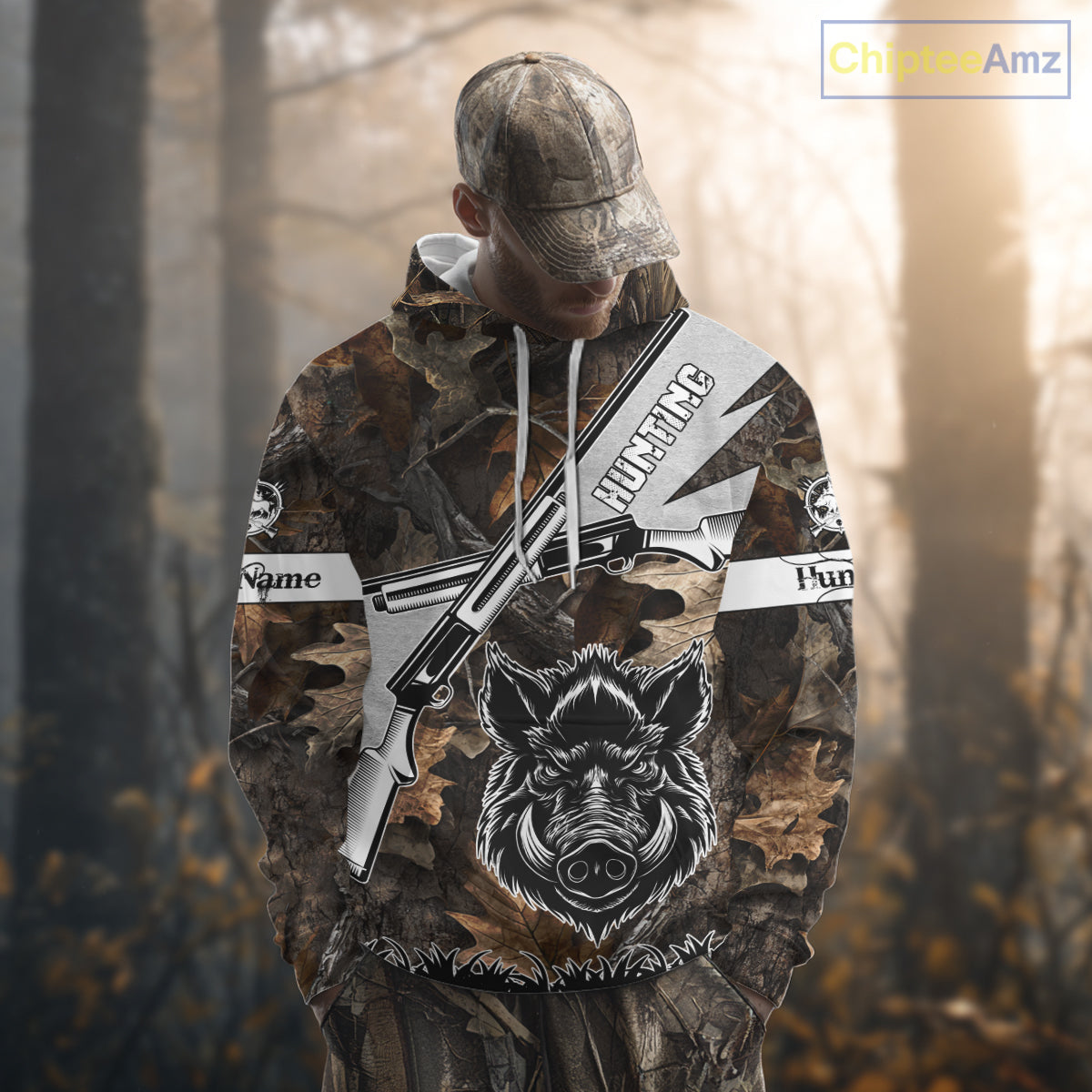 Wild Boar Hunting Rifle Vector 3D Printed Custom Name Shirts, Boar Hunting Clothing, Hunting Gifts