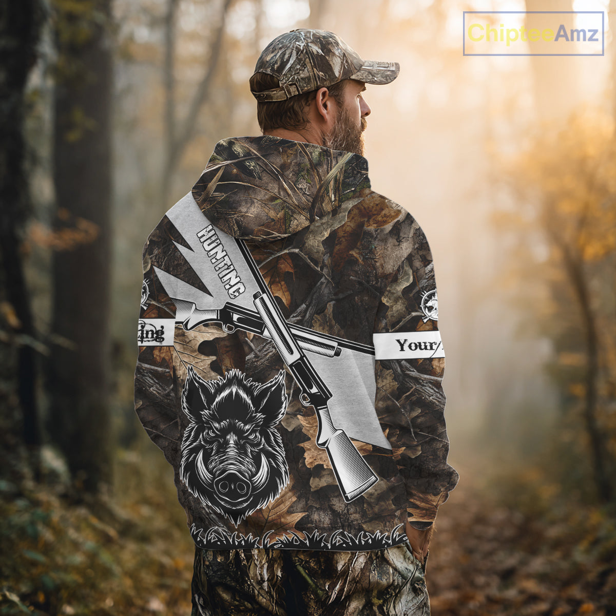 Wild Boar Hunting Rifle Vector 3D Printed Custom Name Shirts, Boar Hunting Clothing, Hunting Gifts