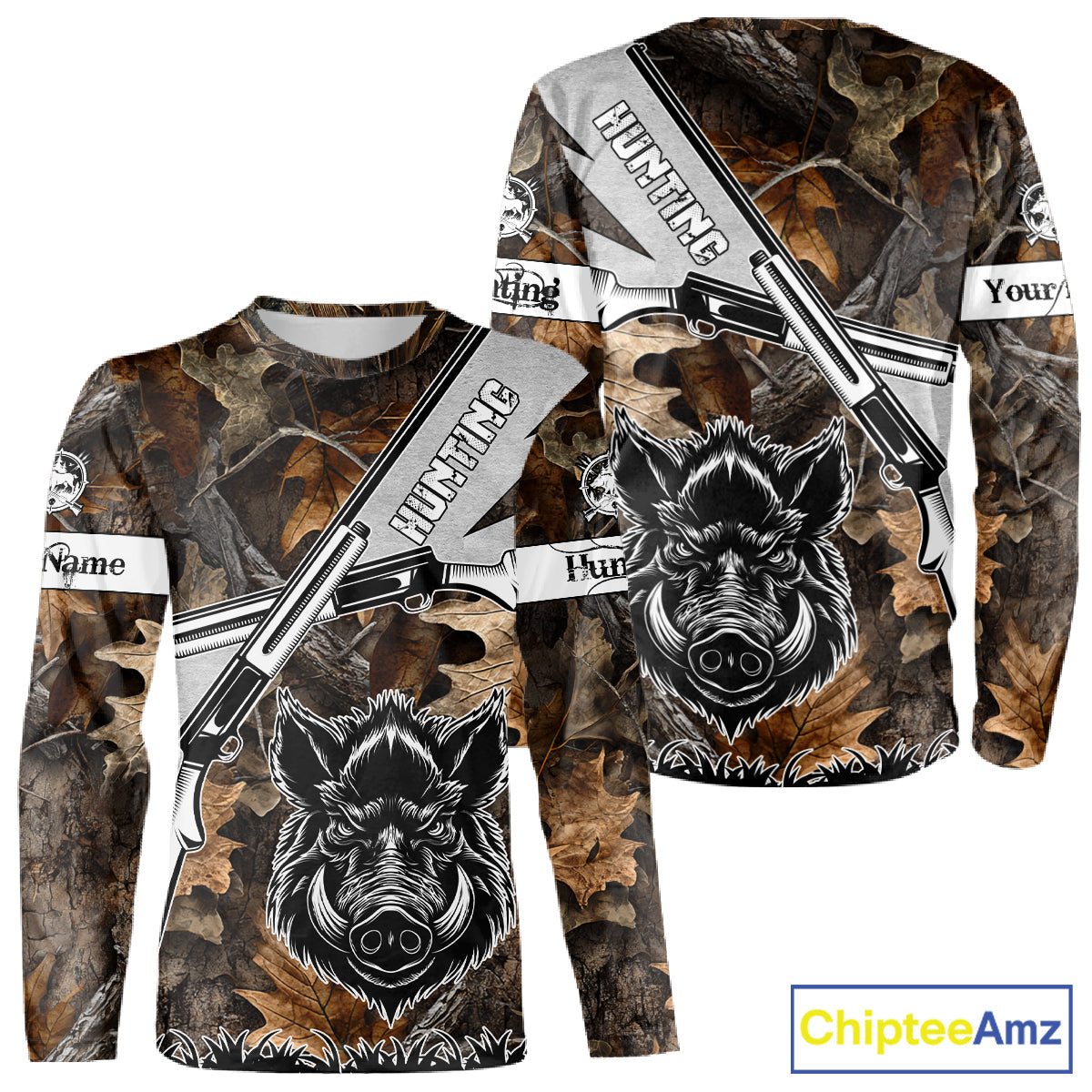 Wild Boar Hunting Rifle Vector 3D Printed Custom Name Shirts, Boar Hunting Clothing, Hunting Gifts
