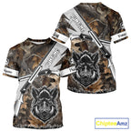 Wild Boar Hunting Rifle Vector 3D Printed Custom Name Shirts, Boar Hunting Clothing, Hunting Gifts
