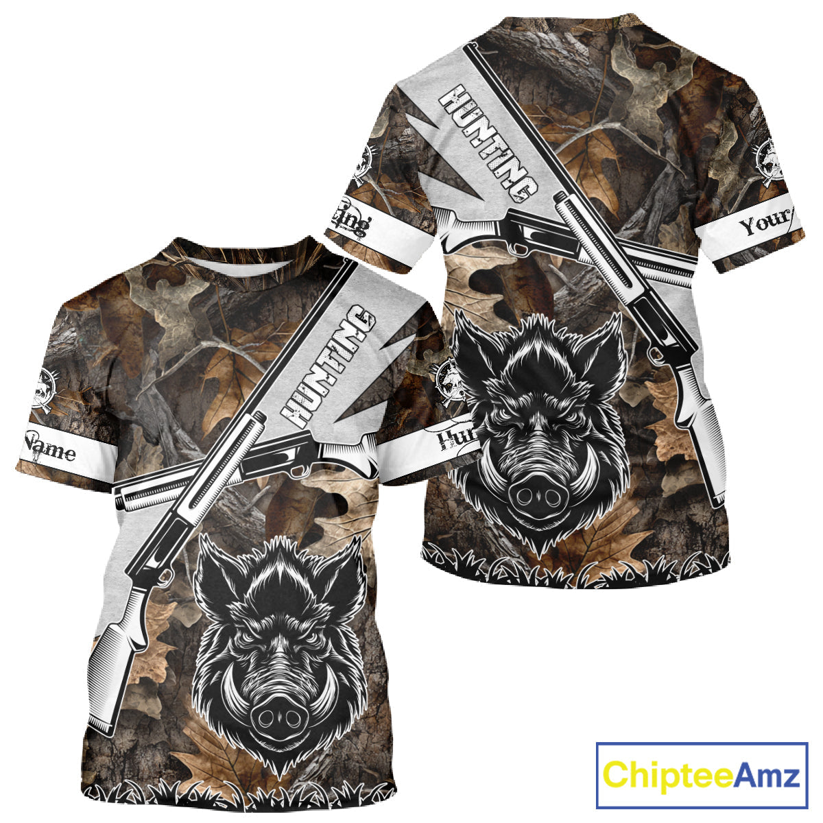 Wild Boar Hunting Rifle Vector 3D Printed Custom Name Shirts, Boar Hunting Clothing, Hunting Gifts