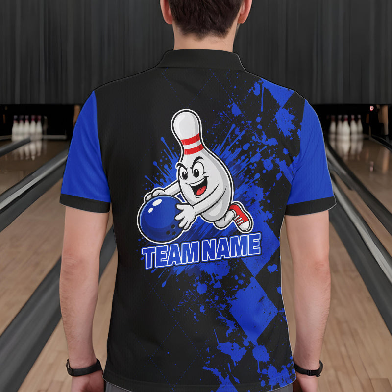 Blue Argyle Pattern Bowling Shirts Custom Bowling Team Jerseys Bowler Outfits